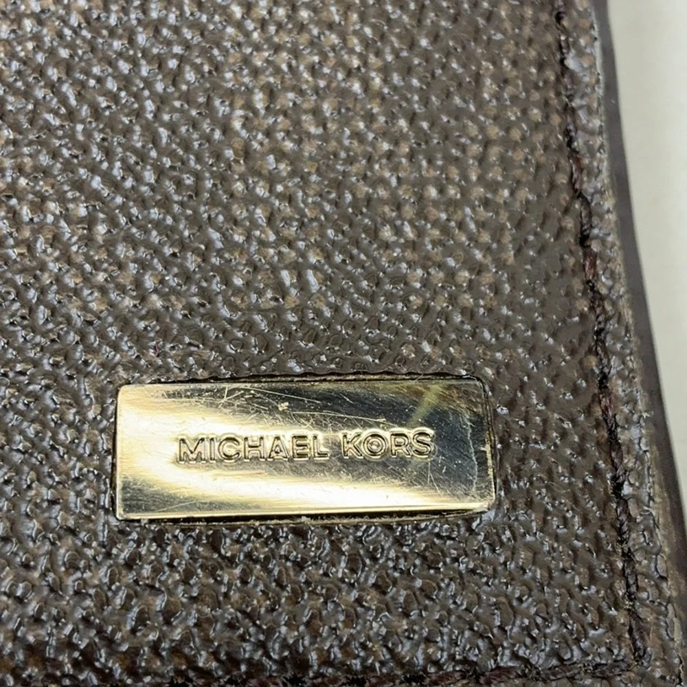 Michael Kors Brown Signature Card Holder Slim Wallet Men's Women's Unisex - Picture 3 of 8